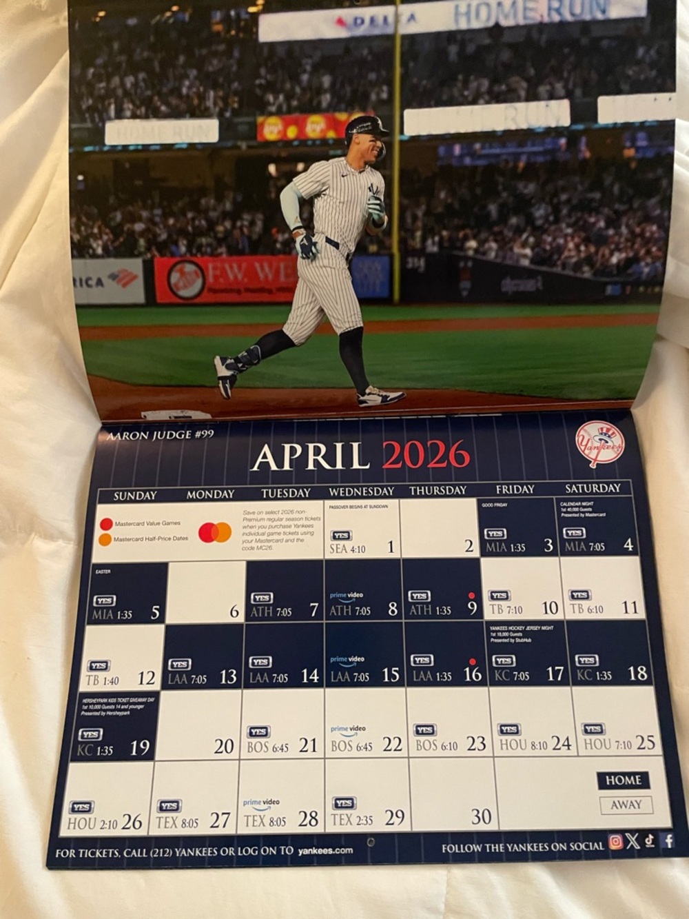 New York Yankees 2026-2027 calendar new